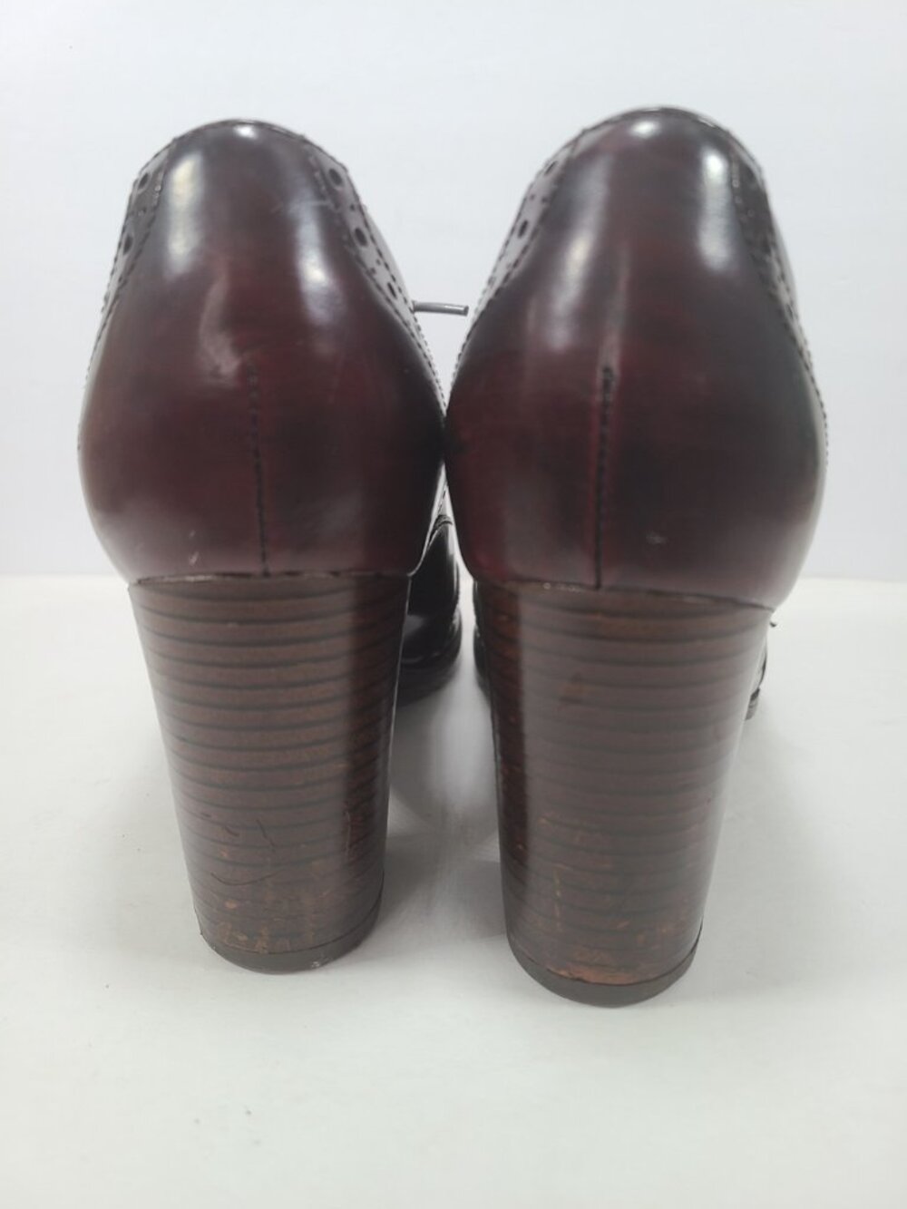 Clarks Artisan Ciera Pier Burgundy Brogue Heels  Brine Oxblood US 8 Wingtip - Picture 4 of 9